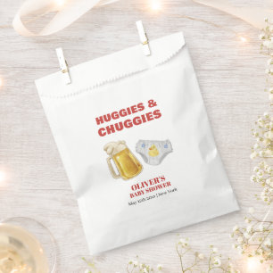 Modern Huggies Chuggies Beer Diaper Baby Shower Favour Bag