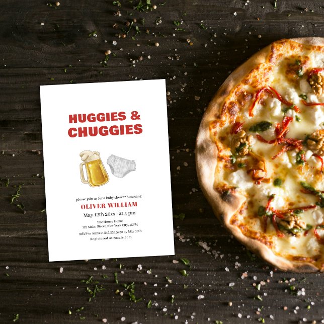 Modern Huggies Chuggies Beer & Diaper Baby Shower Invitation (Modern Huggies Chuggies Beer & Diaper Baby Shower Invitation)