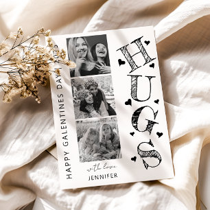 Modern Hugs 3 Photo Galentines Day Card