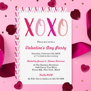 Modern Hugs & Kisses (XOXO) Valentine's Day Party Invitation