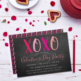 Modern Hugs & Kisses (XOXO) Valentine's Day Party Invitation