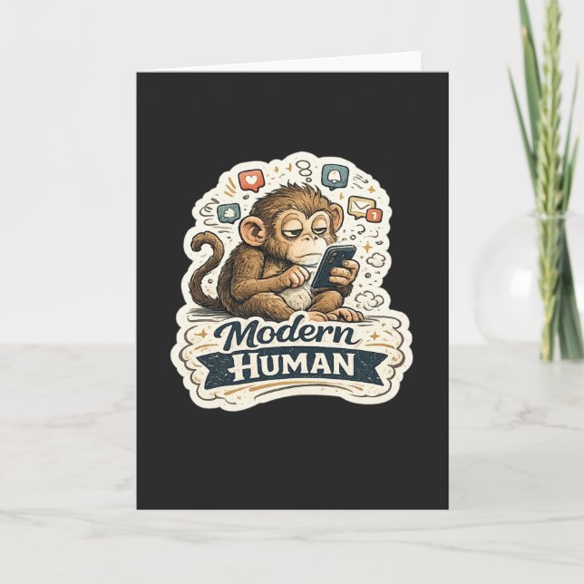 Modern Human Funny Monkey Smartphone Social Media  Card (Front)