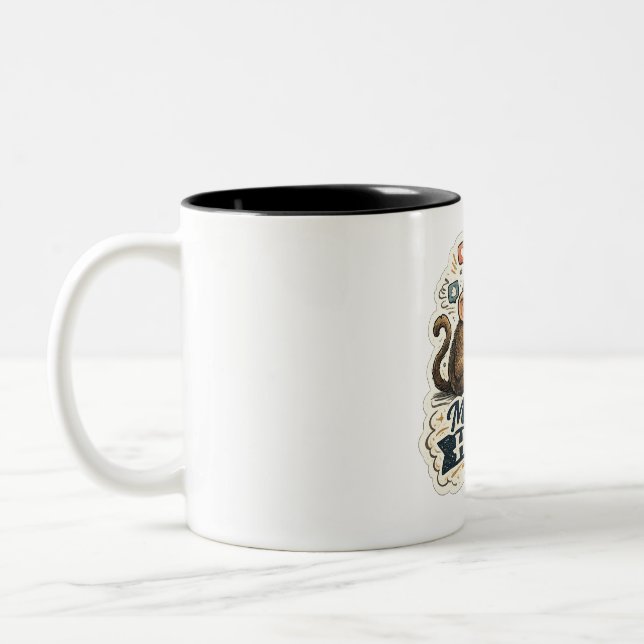 Modern Human Monkey T-Shirt | Funny Ape Evolution  Two-Tone Coffee Mug (Left)