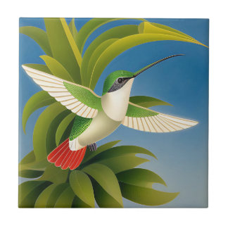 Modern Hummingbird Ceramic Tile