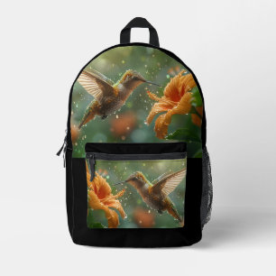Modern Hummingbird Garden Printed Backpack