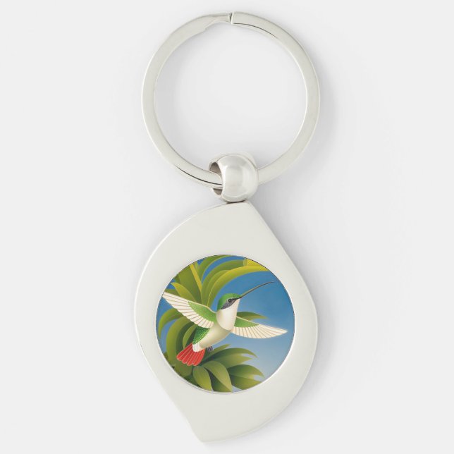 Modern Hummingbird Key Ring (Front)