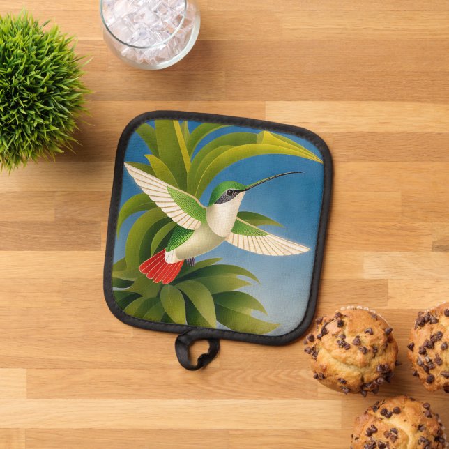 Modern Hummingbird Pot Holder (Top Down)