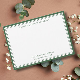 Modern Hunter Green Border Name & Address  Card