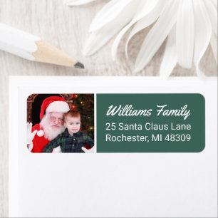 Modern Hunter Green Custom Photo Return Address Return Address Label