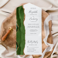 Modern Hunter Green Gold Agate Wedding