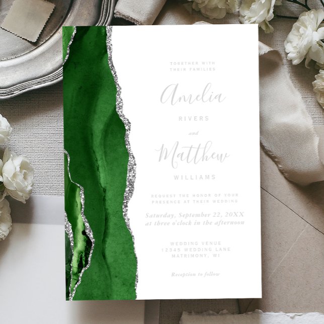Modern Hunter Green Silver Agate Wedding (Creator Uploaded)