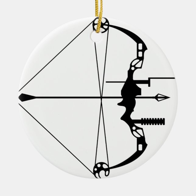 Modern Hunting Bow and Arrow Ceramic Ornament (Front)