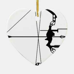 Modern Hunting Bow and Arrow Ceramic Ornament