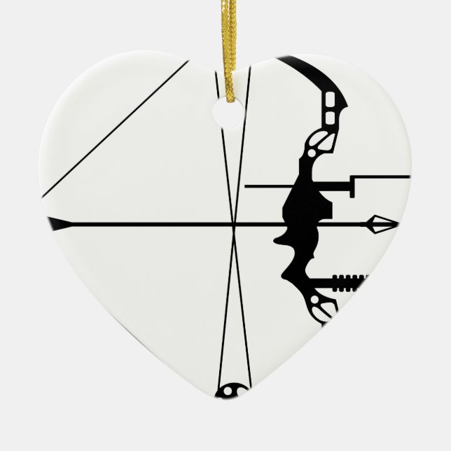 Modern Hunting Bow and Arrow Ceramic Ornament (Front)