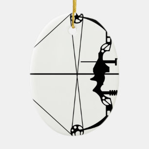 Modern Hunting Bow and Arrow Ceramic Tree Decoration