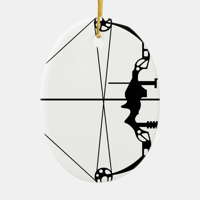 Modern Hunting Bow and Arrow Ceramic Tree Decoration (Front)