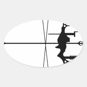 Modern Hunting Bow and Arrow Oval Sticker