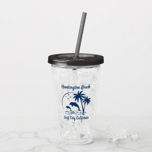 Modern Huntington Beach California Dark Blue Acrylic Tumbler