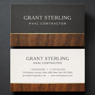 Modern HVAC Contractor Wood Professional Business Card