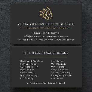 Modern HVAC Services Company Black Gold  Business Card