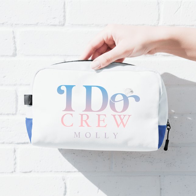 Modern I Do Crew Pastel Gradient Bridesmaid Dopp Kit (Get the crew together in style with this trendy "I Do Crew" design!)