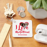 Modern I Love My Girlfriend | Heart Photo Key Ring<br><div class="desc">Searching for a perfect gift that carries an emotional touch? Look no further! Our 'I love my girlfriend' keyring is a heartfelt gift that can make any boyfriend's day. It's perfect for Christmas, birthdays, anniversaries and as a spontaneous declaration of love. Tailor it to suit the person you care for...</div>