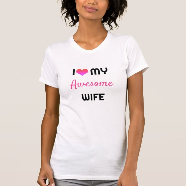 Modern I Love My Wife Pink Heart Valentine's Day  T-Shirt (Front)