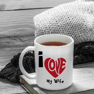 Modern I Love Red Heart Quote Coffee Mug