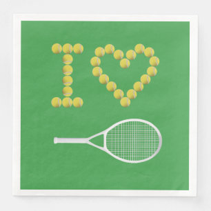 Modern I Love Tennis Court Green Napkin