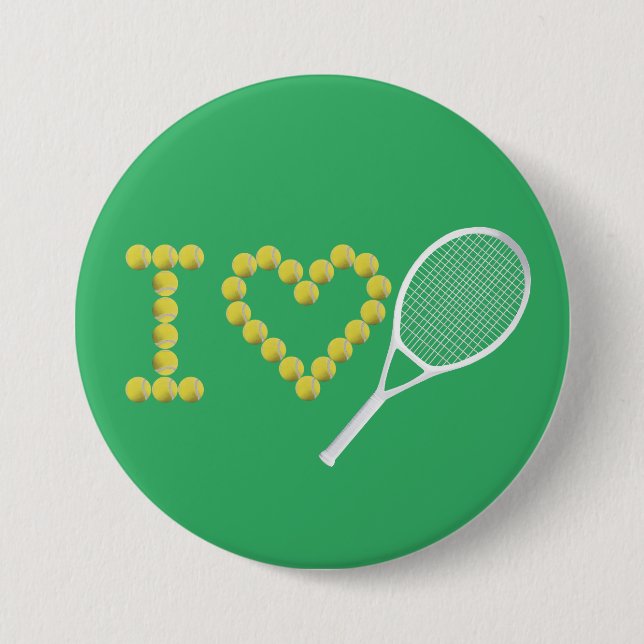 Modern I Love Tennis Green 7.5 Cm Round Badge (Front)
