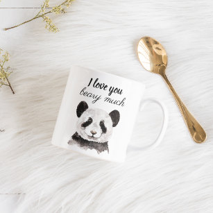 Modern I Love You Beary Much Black And White Panda Coffee Mug
