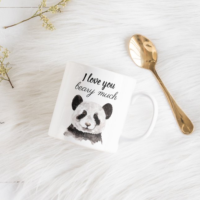 Modern I Love You Beary Much Black And White Panda Coffee Mug (Creator Uploaded)
