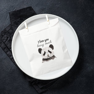 Modern I Love You Beary Much Black And White Panda Favour Bag