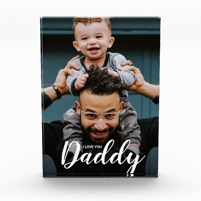 Modern I Love You Daddy Script Custom Photo Block (Front)