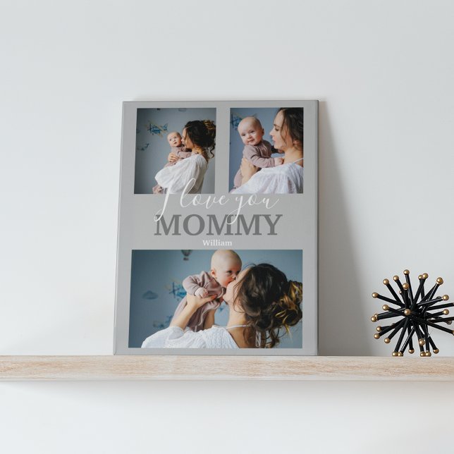 Modern I Love You Mummy | 3 Photo Collage Plaque (Creator Uploaded)