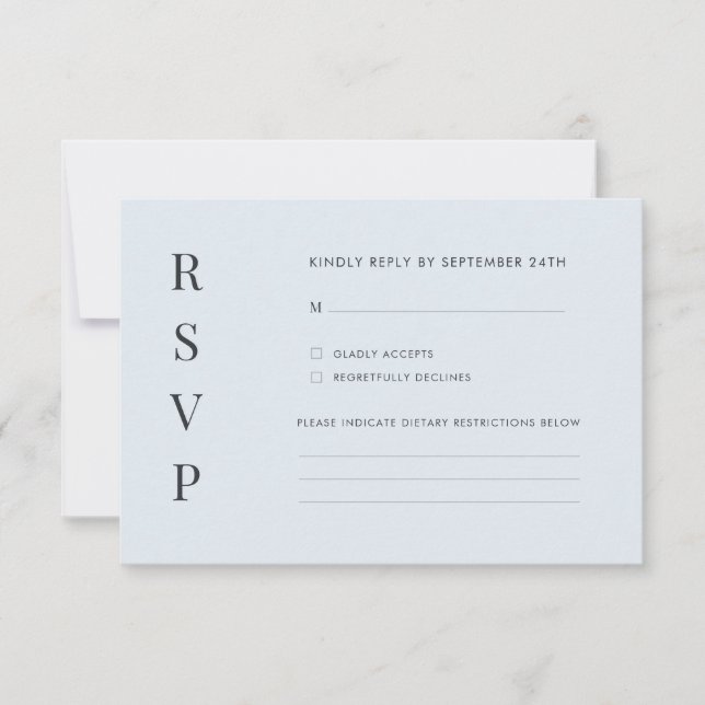 Modern Ice Blue & Charcoal Warped Grid RSVP Card (Front)