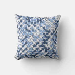 Modern Ice Blue Geometric Metaball Pattern Cushion