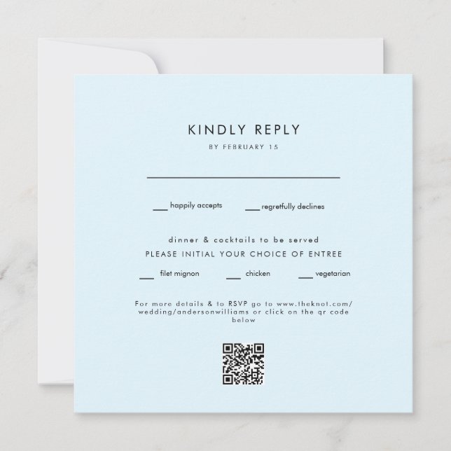  Modern Ice Blue Square Wedding QR Code RSVP (Front)