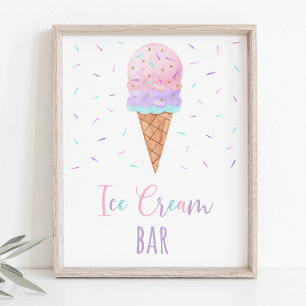Modern Ice Cream Bar Birthday Sign