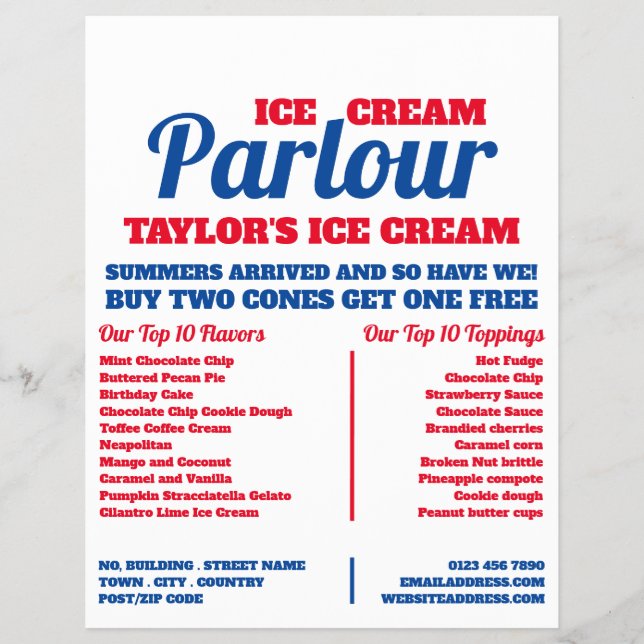 Modern Ice Cream Parlor Advertising Flyer (Front)