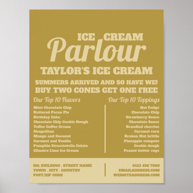 Modern Ice Cream Parlour Advertising Poster (Front)