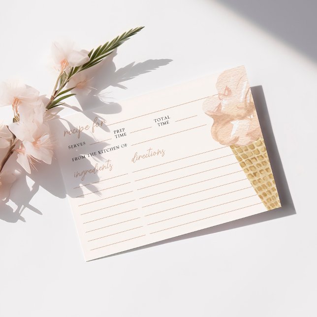 Modern Ice Cream Summer Bridal Shower Recipe Card (Creator Uploaded)