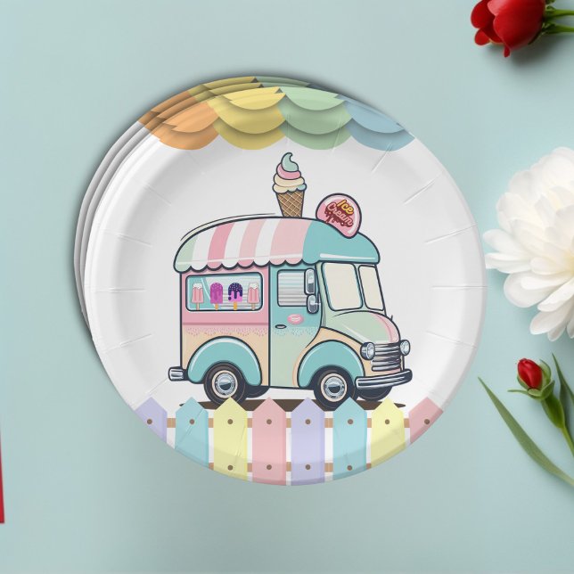 Modern Ice Cream Truck Sprinkles Baby Shower Paper Plate (Creator Uploaded)