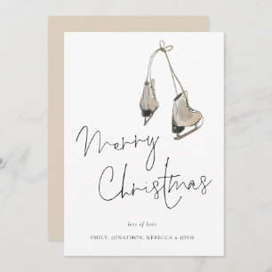 Modern Ice Skates Merry Christmas Holiday Card