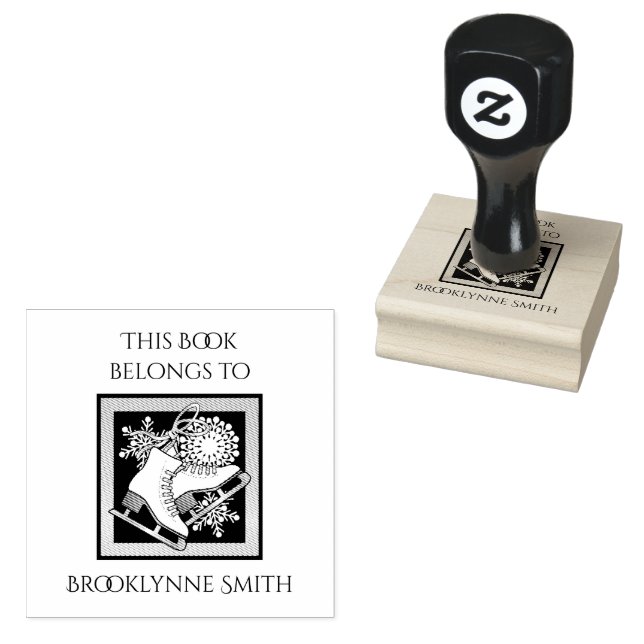 Modern Ice Skating This Book Belongs To Bookplate Rubber Stamp (Stamped)