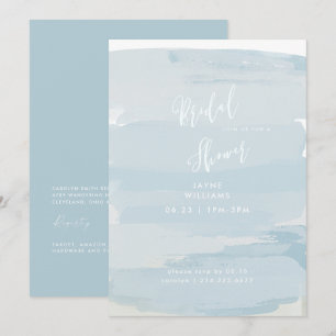Modern Icy Blue and White Bridal Shower Invitation
