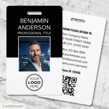 Modern ID Badge Employee Minimalist Black