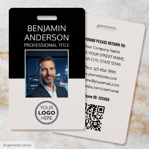 Modern ID Badge Employee Minimalist Off-white
