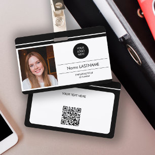 Modern ID black minimalist business employee photo ID Badge