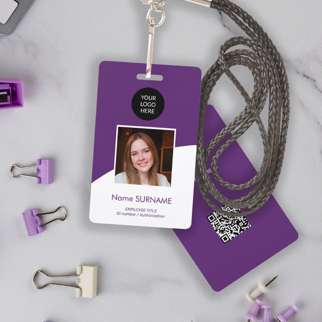Modern ID card custom logo photo QR code  Badge (Creator Uploaded)